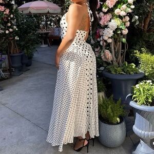 Polka Dot Halter Maxi Dress